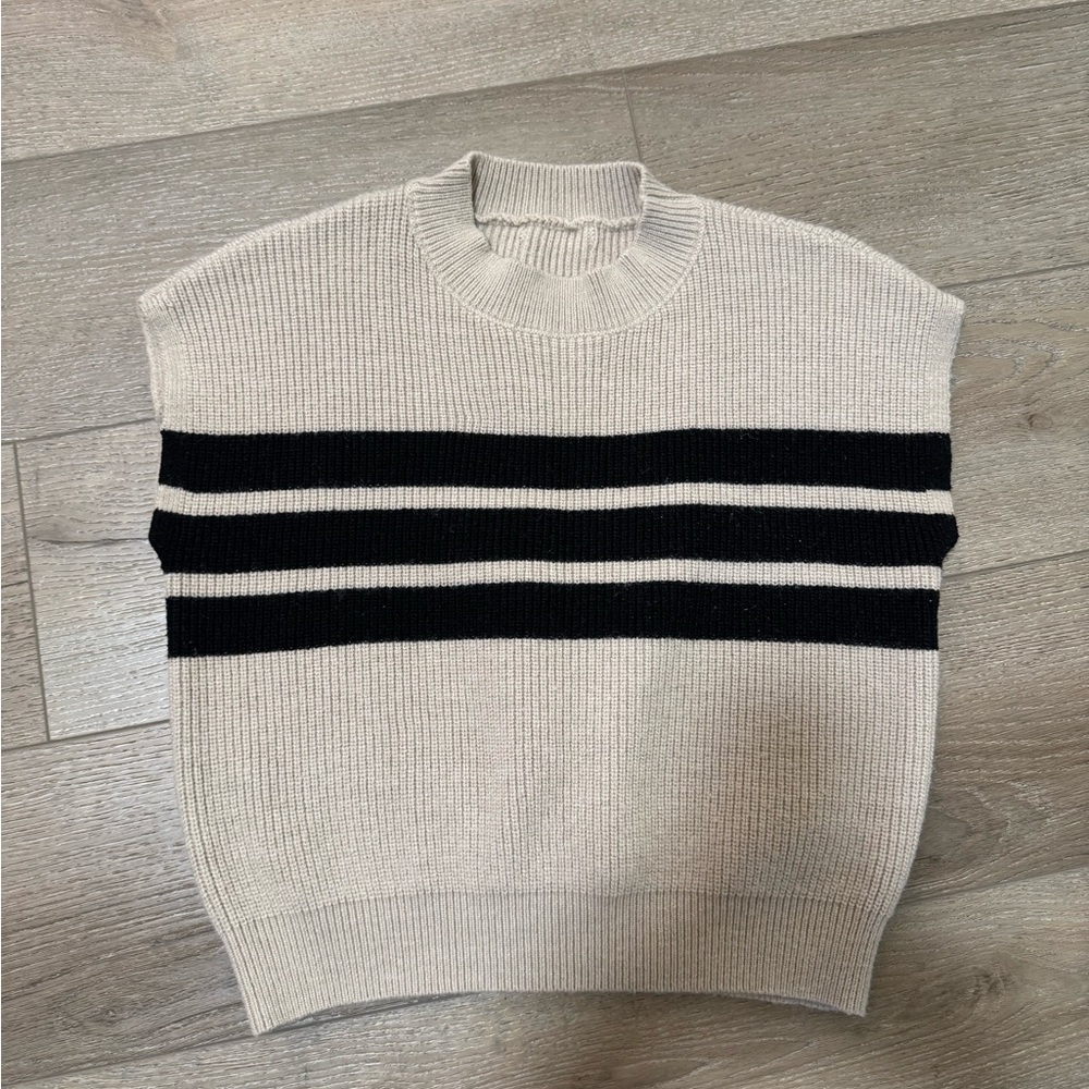 Beige and Black Striped Sweater